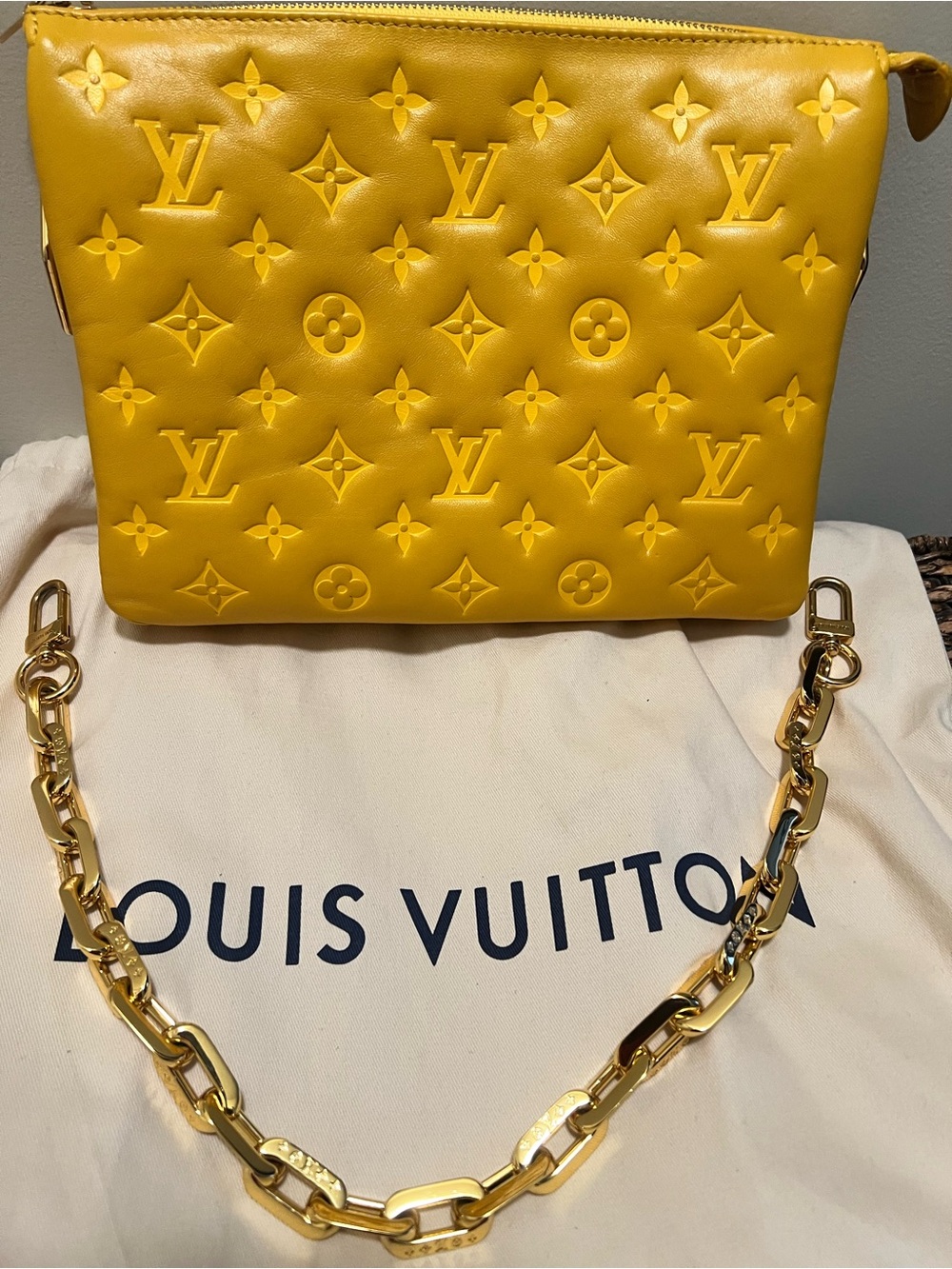 Louis Vuitton Yellow Coussin with Chain